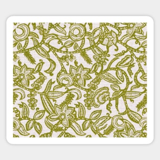 Vintage floral lace (green yellow invert) Sticker